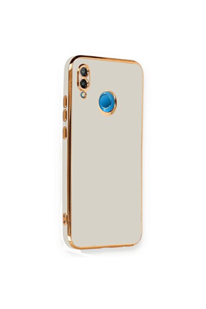 cepmoda Huawei P20 Lite Beyaz Renkli Parlak Silikon Kapak/Kılıf Altın Çizgi D...