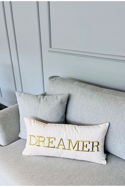 ge living Κάλυμμα μαξιλαριού Dreamer με σχέδιο κρέμα βελούδο (30 cm x 60 cm)