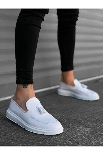 BOA BA0005 Laceless High Sole Classic White Tassel Men's Shoes
