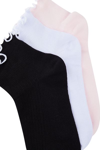 Trendyol Collection Многоцветни 3 опаковки от памучни гумени чорапи с детайли от маруля с уста и детайли THMSS24CO00005