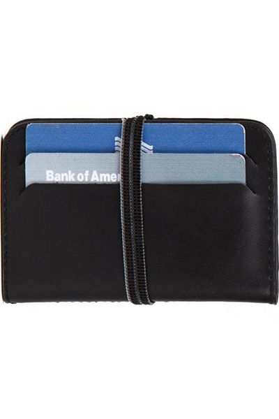 mygeppetobag ΜΑΥΡΟ Πορτοφόλι από Γνήσιο Δέρμα με Ελαστικό