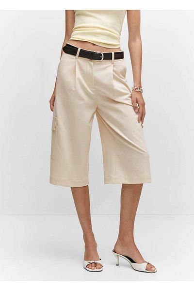 MANGO Woman Pleated cargo shorts