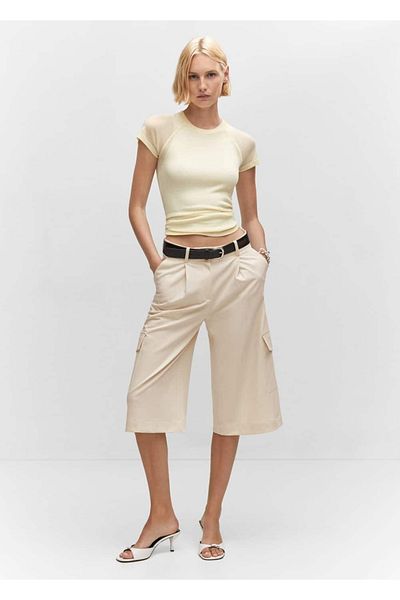 MANGO Woman Pleated cargo shorts