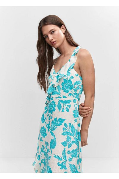 MANGO Woman Slit Ruffle Dress