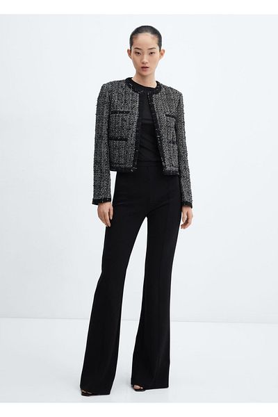 MANGO Woman Decorated tweed jacket