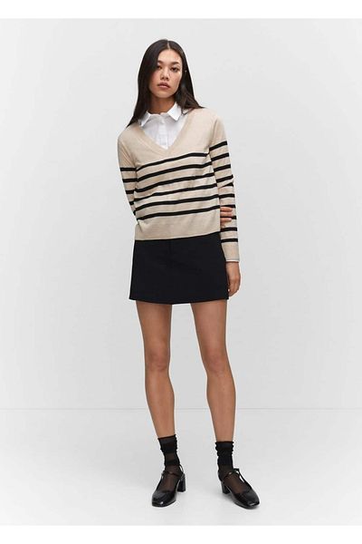 MANGO Woman Pulover subțire din tricot cu dungi