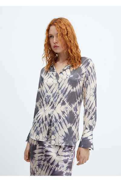 MANGO Woman Satynowa koszula typu tie-dye