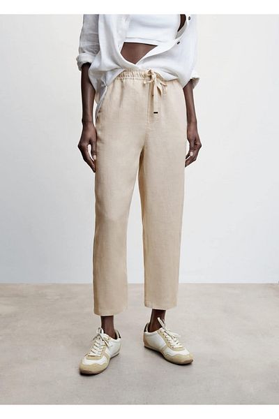 MANGO Woman Παντελόνι Jogger από λινό