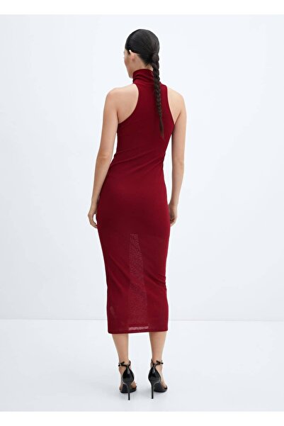 MANGO Woman Yüksek Yaka Midi Elbise