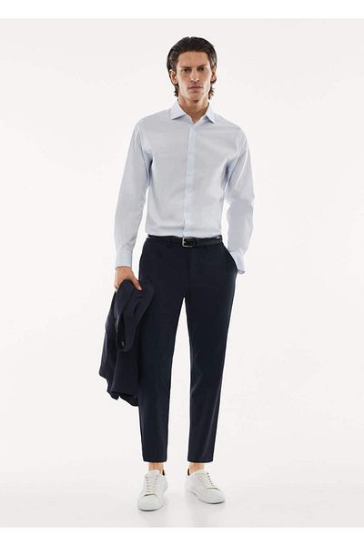 MANGO Man Stretch Micro Pattern Molded πουκάμισο