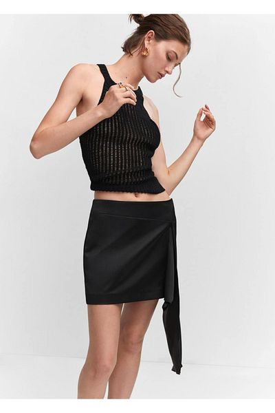 MANGO Woman Satin miniskirt with bow