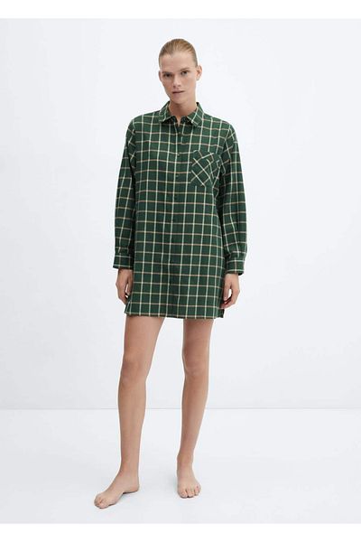 MANGO Woman Kariertes Flanell-Nachthemd