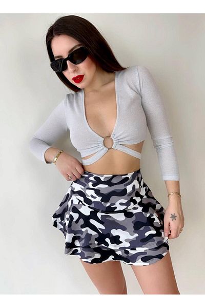 Esinty Fusta mini-short din țesătură pentru scufundări Trend Esinty pentru femei (colorată)