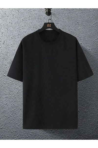 Modern Moda Unisex Black Oversize Crew Neck T-shirt with Planet Printed on the Back