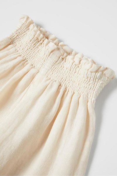 minibambi Girl's Linen Blouse and Trousers Set - Lace Detail