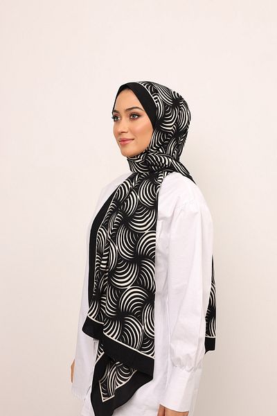 HAREM SCARF Σάλι Oslo-Black Medina Pattern