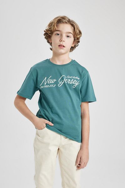 DeFacto Boy's Crew Neck Printed Short Sleeve T-Shirt C0648a824sm