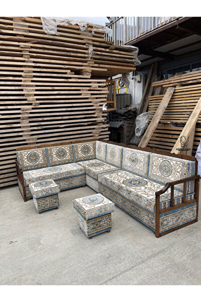 Sultan Sedir Hanzade Açık Turkuaz Şark Köşesi - 200cm 280cm L Köşe Takımı (2 ...