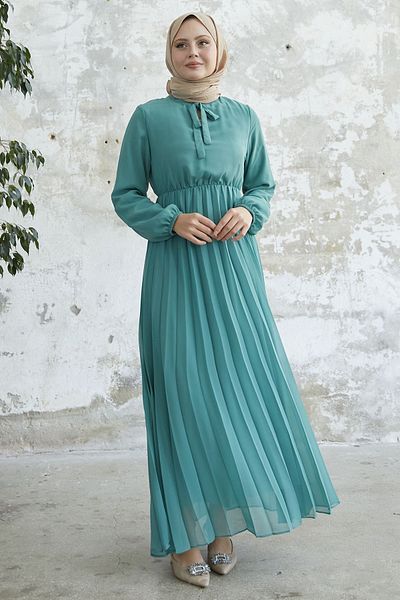 InStyle Φόρεμα Limelda Chiffon με πλισέ - Τιρκουάζ