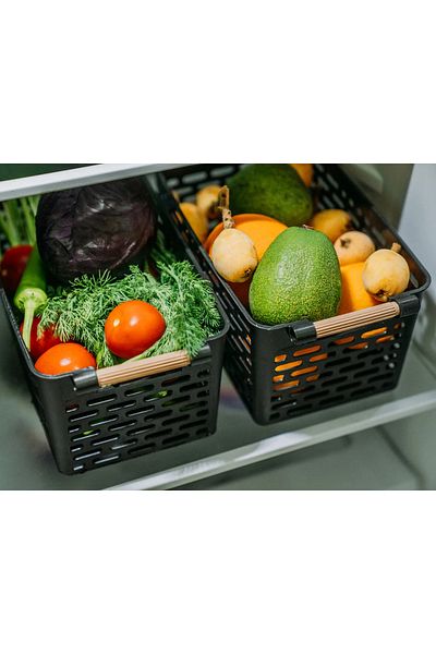 Ecolux 2 Black Organizer Baskets with Handles - In-Cabinet Drawer Organizer