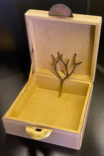 LEMİ DEKORASYON Lacquered Wooden Jewelry Box 17*17*8 cm