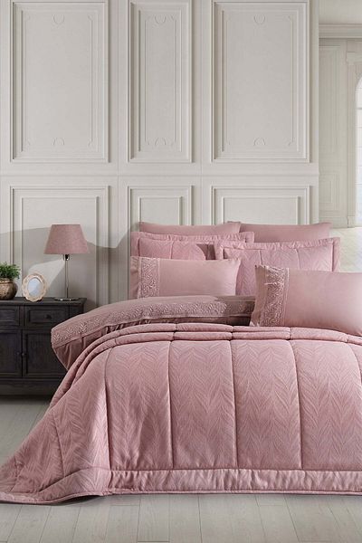 Elart Dowry Package 9 Pieces (Bed Cover + Duvet Cover Set) Liza Dried Rose