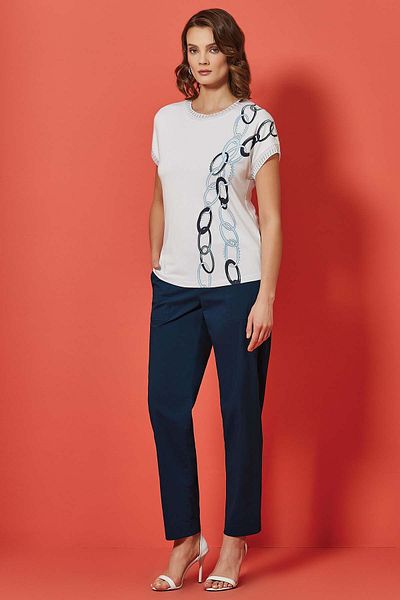 Guitar Pantaloni din poplin albastru marin cu picior drept