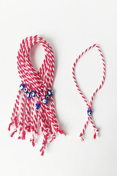 dudu kids 10 Pieces Red and White String Evil Eye Beaded Marteniçka Bracelet-Lucky Bracelet