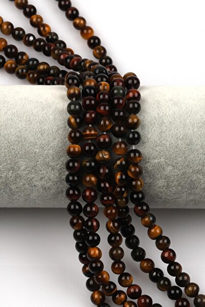 Alibaba Doğaltaş سلسلة من حجر عين النمر الطبيعي المتعدد 6 مم قطع الكرة الأرضية