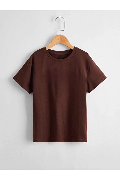 BYMEER Παιδικό μπλουζάκι Unisex - Απλό καφέ