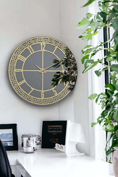 EMORES ساعة حائط مزخرفة بمجسمات بلكسي مرآة حقيقية مقاس 46 سم مع شرائط