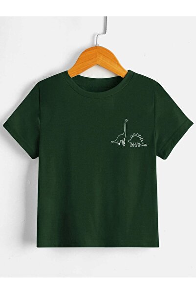 BYMEER Tricou unisex pentru copii - Imprimat cu girafe, verde smarald