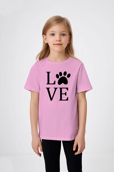 ADABEBEK Love Written Paw Patterned Printed T-Shirt για κορίτσια
