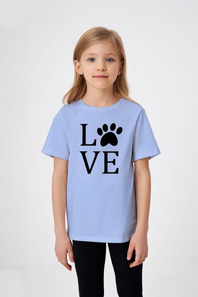 ADABEBEK Tricou pentru fetiță cu imprimeu Love Written Paw Pattern