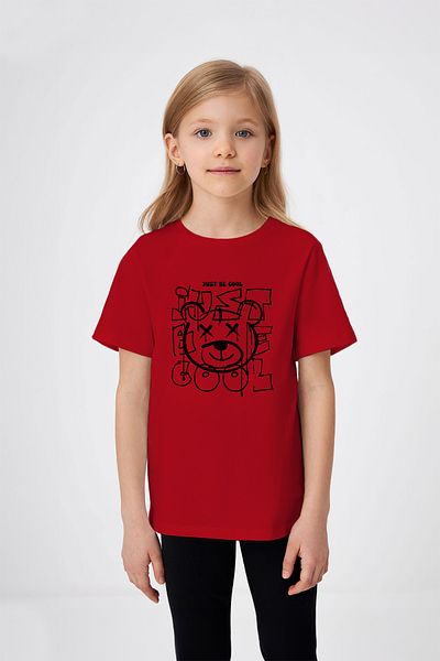 ADABEBEK Tricou negru cu detaliu Ursuleț de pluș cu graffiti Just Be Cool imprimat