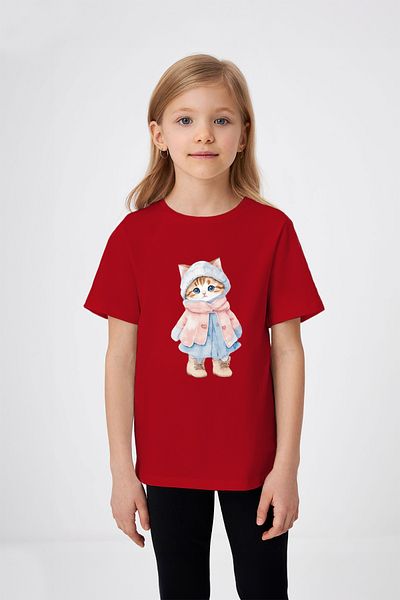 ADABEBEK Tricou pentru fetiță cu model Innocent Cute Kitten