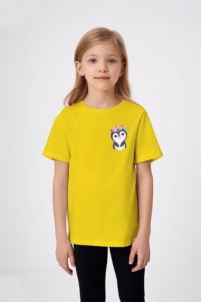 ADABEBEK Floral Crown Penguin Printed Girl's T-Shirt