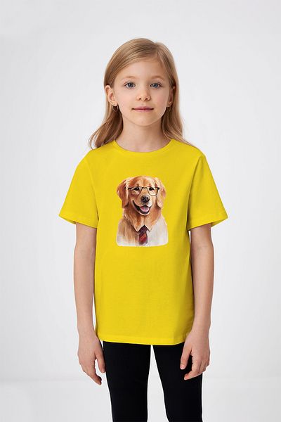 ADABEBEK Glasses Golden Printed Girl's T-Shirt