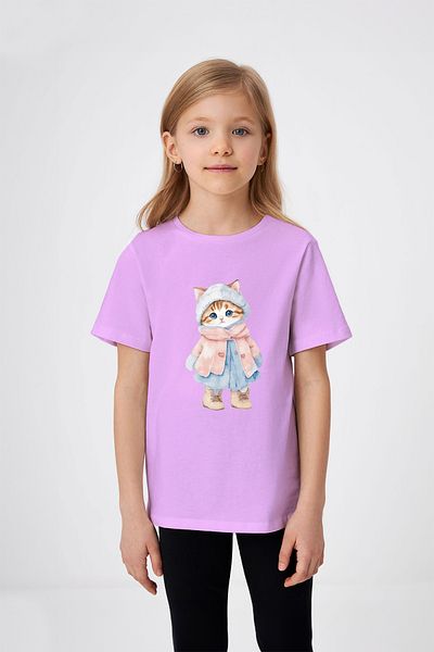 ADABEBEK Tricou pentru fetiță cu model Innocent Cute Kitten