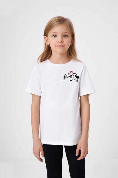 ADABEBEK Tricou pentru fetiță cu imprimeu cu inimă și pisică și câine