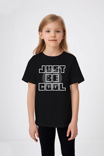 ADABEBEK Circle Detailed Just Be Cool Printed Girl's T-Shirt