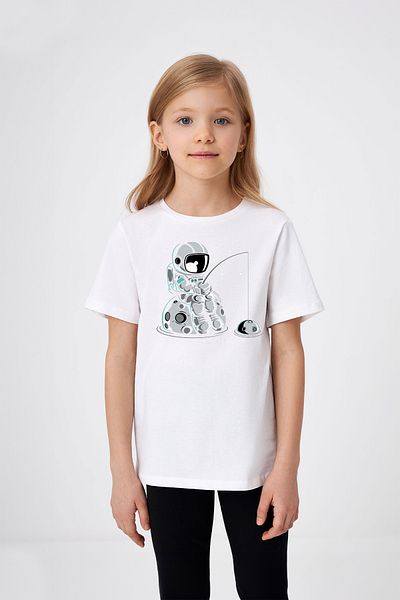 ADABEBEK Tricou pentru fetiță cu imprimeu astronaut ținând în mână o stea pe lună
