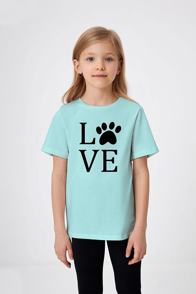 ADABEBEK Love Written Paw Patterned Printed T-Shirt για κορίτσια