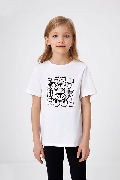 ADABEBEK Tricou negru cu detaliu Ursuleț de pluș cu graffiti Just Be Cool imprimat