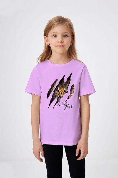 ADABEBEK Tricou pentru fetiță Free Life Written Paw Pattern
