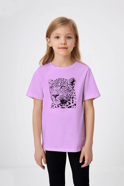 ADABEBEK Tricou pentru fetiță cu model de leopard de cărbune