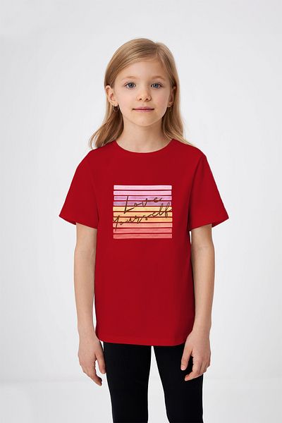 ADABEBEK Colorful Printed Girl's T-Shirt with Love Yourself