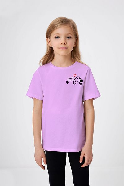 ADABEBEK Tricou pentru fetiță cu imprimeu cu inimă și pisică și câine