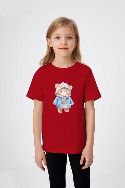 ADABEBEK Ursuleț cu Sacou Teddy Bear Printed Tricou Fetă