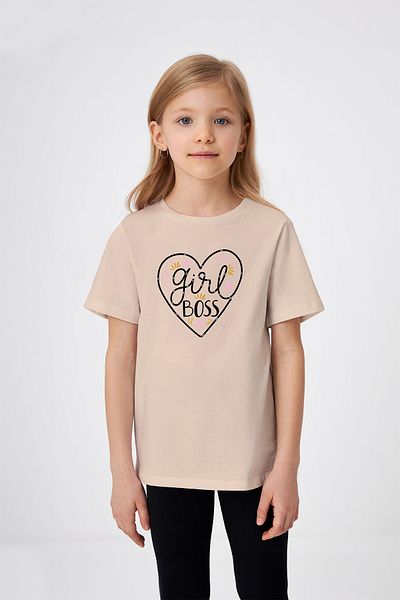 ADABEBEK Girl Boss Written Heart Λεπτομερές εμπριμέ μπλουζάκι για κορίτσια
